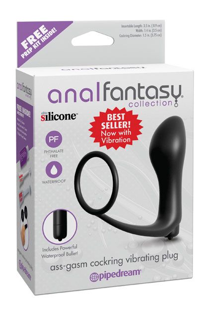 Ass-Gasm Cock Ring Vibrating Plug