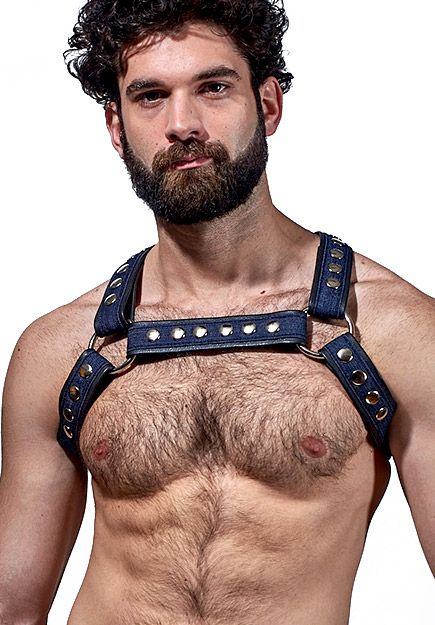 Crossed Back 1.5'' Denim Half Harness