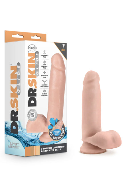 Realistic 7in Self-Lubricating Dildo | Dr Skin Glide