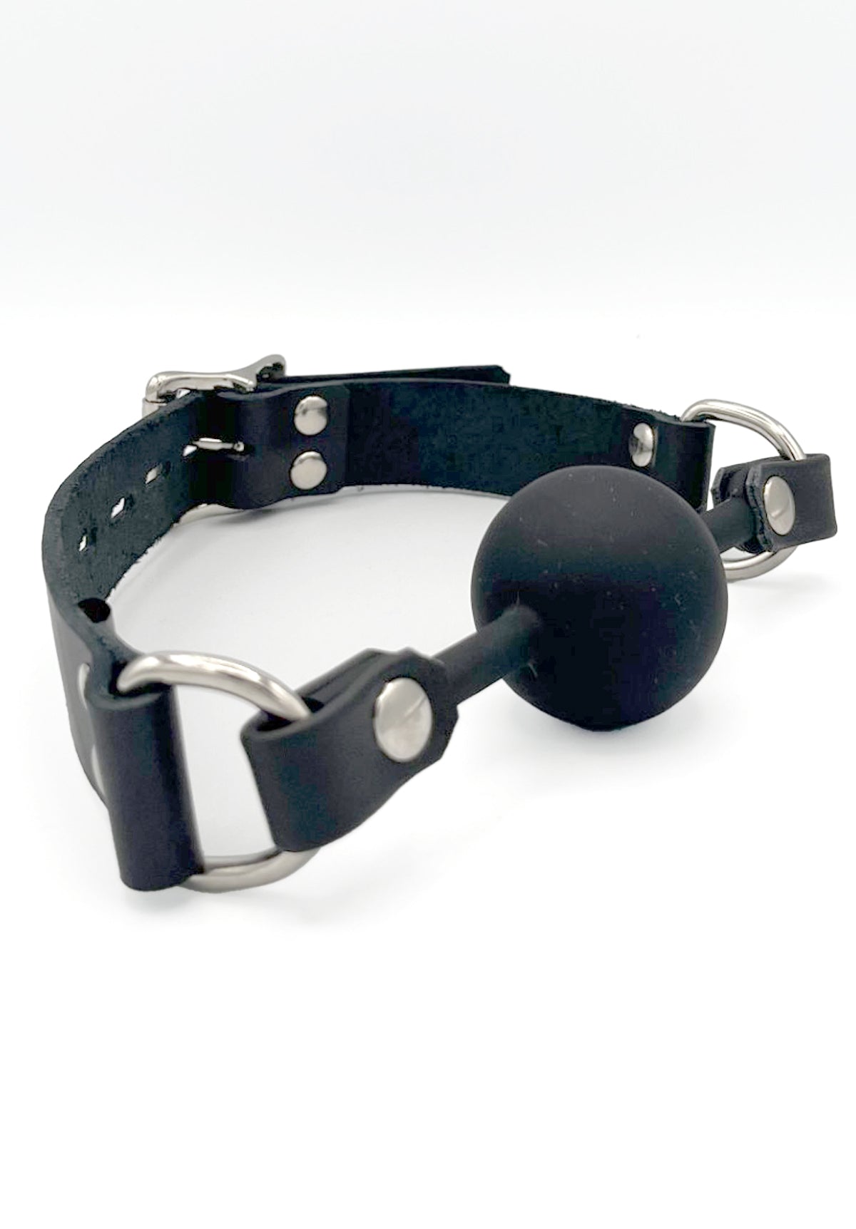 Leather Ball-Gag with Silicone Ball & D-Rings | Priape