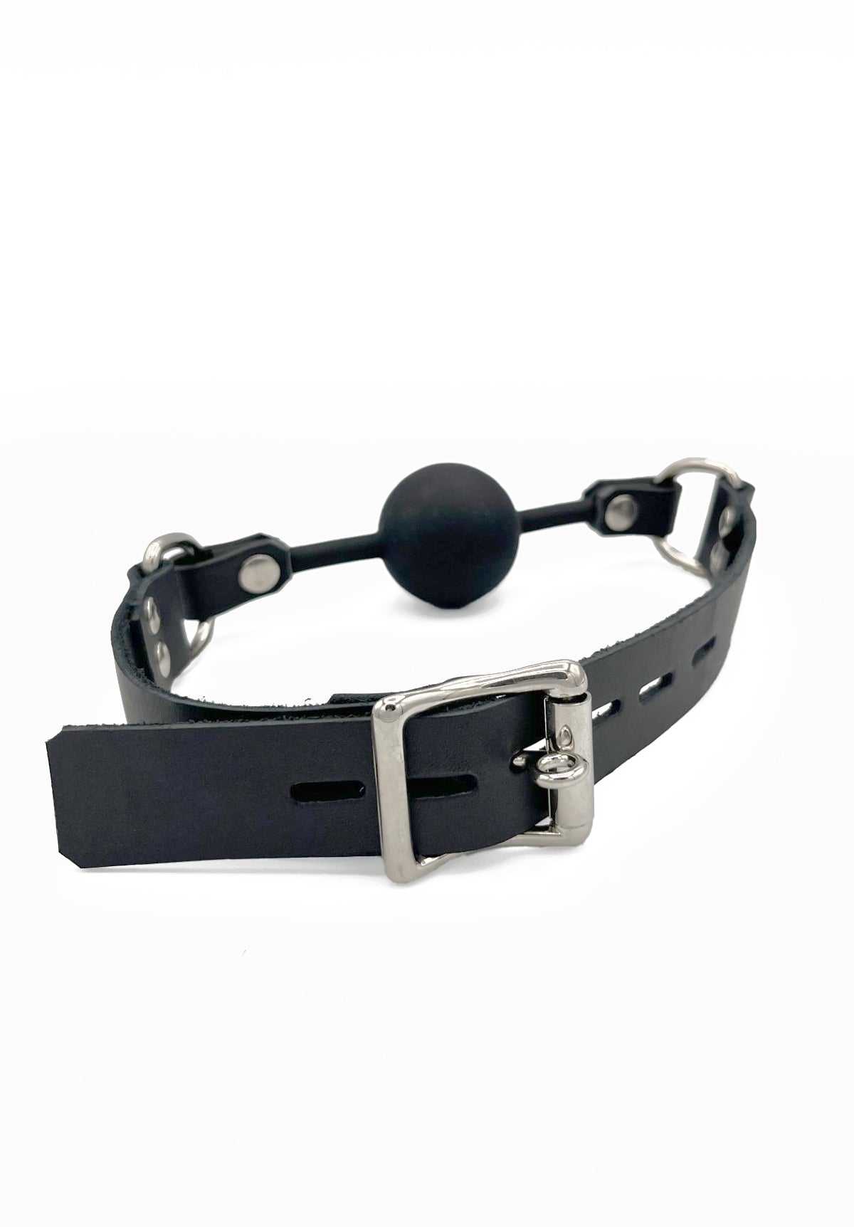 Leather Ball-Gag with Silicone Ball & D-Rings | Priape