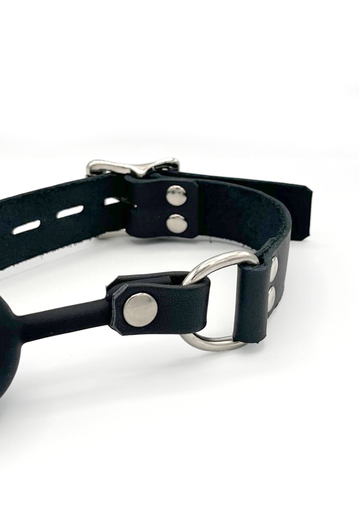 Leather Ball-Gag with Silicone Ball & D-Rings | Priape