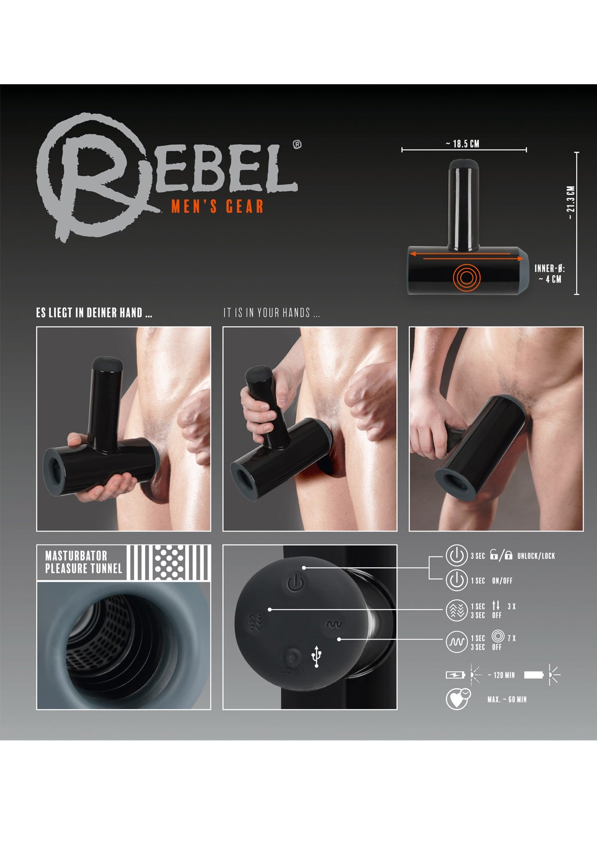Rebel Men's Gear Stroker with 2 functions | REBEL