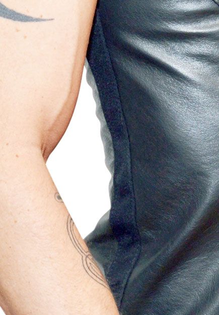 Short sleeve Police Leather Shirt