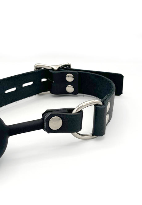 Leather Ball-Gag with Silicone Ball & D-Rings | Priape