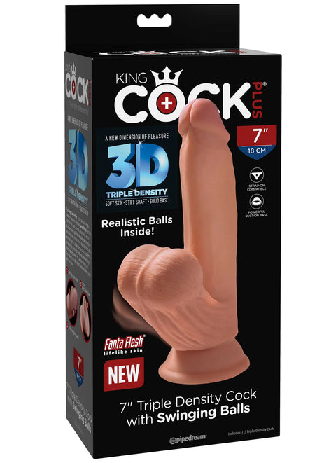 7in Triple Density Dildo with Swinging Balls | King Cock